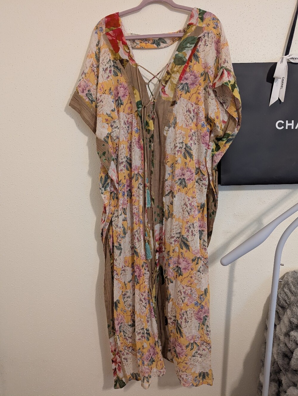 Z&L Fairy Grunge Bohemian Kaftan swimsuit Floral Breezy Cover-up One Size